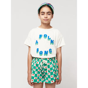 Bobo choses - green check shorts with all over tomato print