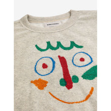 Load image into Gallery viewer, Bobo Choses - Soft grey cotton terry sweatshirt with happy face print
