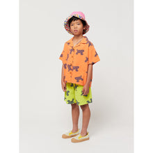 Load image into Gallery viewer, Bobo Choses - bright yellow/green bermuda style shorts with all over cat print
