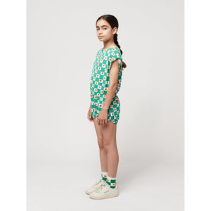 Bobo choses - green check playsuit with all over tomato print