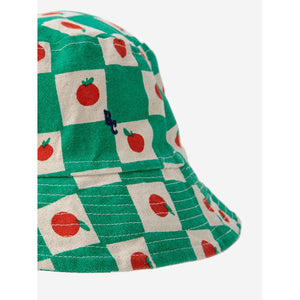 Bobo choses - green check bucket hat with all over tomato print