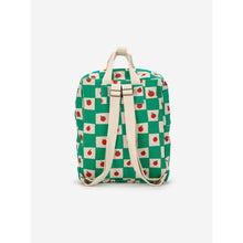 Load image into Gallery viewer, Bobo Choses - green check school bag with all over tomato print
