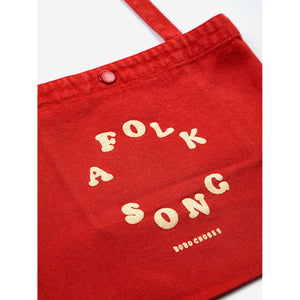 Bobo Choses - Red messenger canvas bag with 'A folk song' print