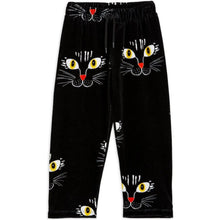 Load image into Gallery viewer, Mini Rodini - Black velour trousers with all over cat face print
