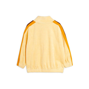 Mini Rodini light yellow cotton terry sweatshirt with stripe detail 
