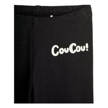 Load image into Gallery viewer, Mini Rodini black leggings with 'CouCou!' print in white from the new AW24 collection 'Agatha'