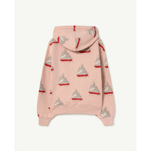 Load image into Gallery viewer, The Animals Observatory - pink hoodie with all over sailboat print
