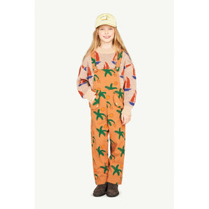 The Animals Observatory - brown dungarees with all over tropical leaf print