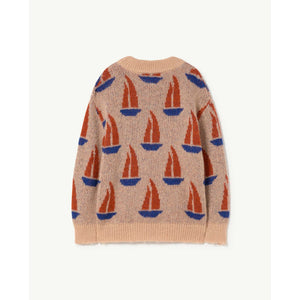 The Animals Observatory -  beige knitted jumper with all over sailboat design