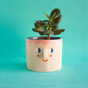 Ana Seixas - Friendly Face Ceramic Pot with Pink Hair
