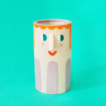 Load image into Gallery viewer, Ana Seixas - Ceramic Vase with Orange Hair and Purple Stripes