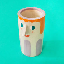 Load image into Gallery viewer, Ana Seixas - Ceramic Vase with Orange Hair and Purple Stripes