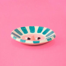 Load image into Gallery viewer, Ana Seixas  - Teal Happy Sun Ceramic Trinket Dish
