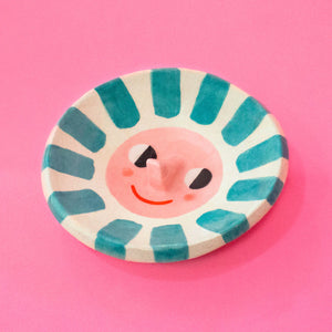 Ana Seixas  - Teal Happy Sun Ceramic Trinket Dish