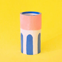 Load image into Gallery viewer, Ana Seixas - Ceramic Vase with Pink Hair and Blue Stripes