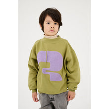 Load image into Gallery viewer, Repose AMS - khaki green sweatshirt with purple fluffy logo print
