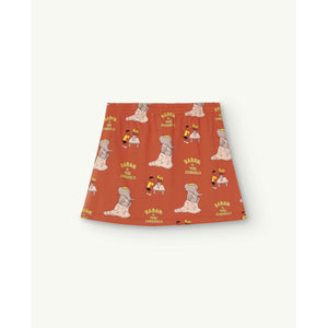 The Animals Observatory Babar skirt in orange/brown with all over Babar wedding print