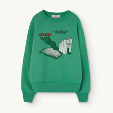 Load image into Gallery viewer, The Animals Observatory - green sweatshirt with bookworm print
