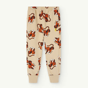 The Animals Observatory - beige sweatpants with all over friendly tiger print in orange and black