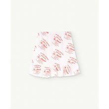 Load image into Gallery viewer, The Animals Observatory - white ruffle skirt with all over red 'creme patisiere' print