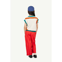 Load image into Gallery viewer, The Animals Observatory - white knitted sleeveless sweater with dark orange and teal stripes