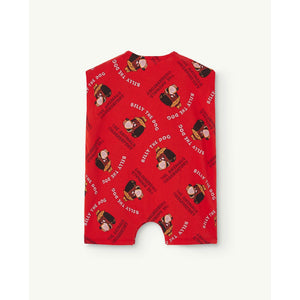 The Animals Observatory - red baby jumpsuit one-piece with all over billy the dog print