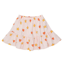 Load image into Gallery viewer, Tinycottons - pale pink skirt with all over red heart and yellow star print