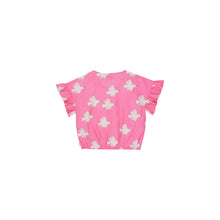 Load image into Gallery viewer, Tinycottons - pink ruffle sleeve blouse with all over white dove print