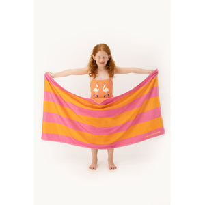 Tinycottons - Orange and bright pink stripe beach towel
