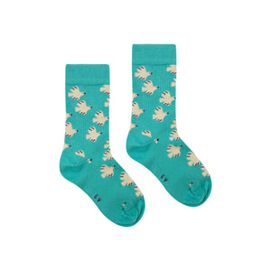 Tinycottons - green socks with all over white dove print