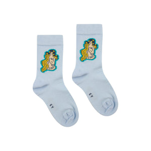 Tinycottons - pale blue socks with cowboy horse print