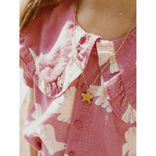 Load image into Gallery viewer, Tinycottons - pink ruffle sleeve blouse with all over white dove print