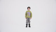 Load and play video in Gallery viewer, Repose AMS - khaki green sweatshirt with purple fluffy logo print
