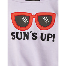 Load image into Gallery viewer, Mini Rodini - Lilac sweatshirt with red sunglasses and Sun's Up print