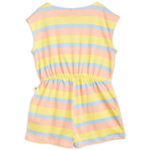 Mini rodini - Pastel Stripe Short Playsuit in Yellow, blue and pink