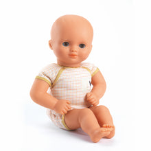 Load image into Gallery viewer, Pomea Dolls by Djeco - 32cm doll with brown and blue cotton outfit