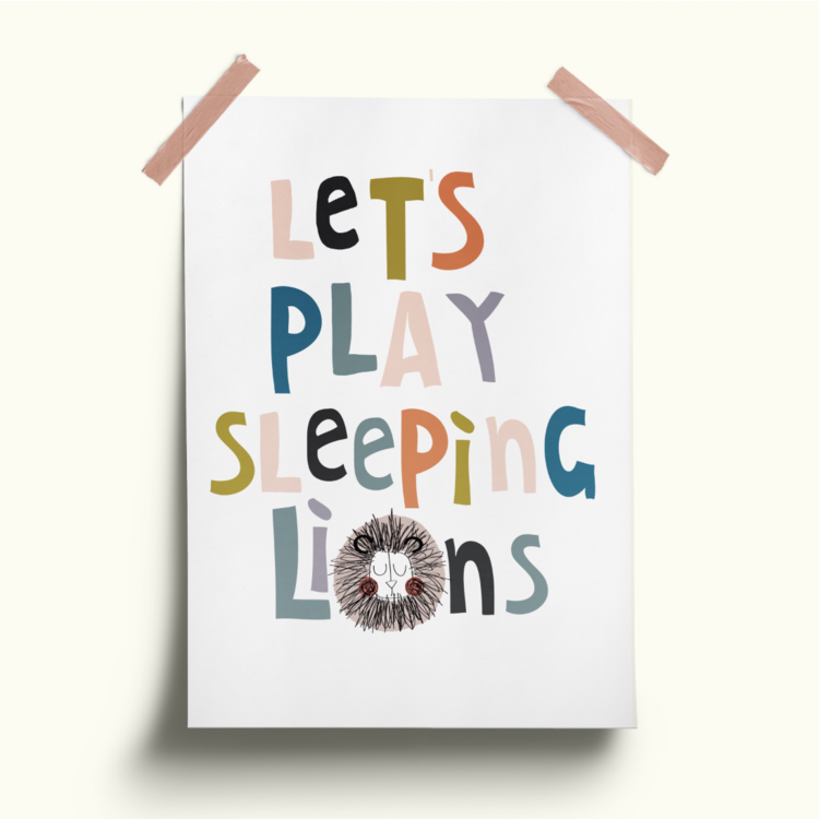 'Let's Play Sleeping Lions' A4 Print