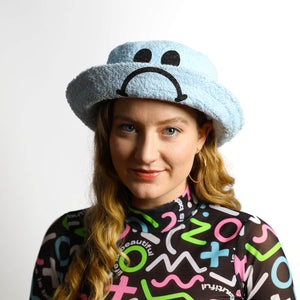 Kirsty Fate - Happy/Sad Bucket Hat in Ice Blue