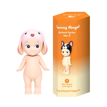 Load image into Gallery viewer, Sonny Angel - Animal Series 3 | Sonny Angels are sweet little angels who each wear different headgear. Animal Series 3 of the collectible Sonny Angel figurines. Standing at 10cm high, these cute angel dolls can be placed anywhere in the home and will bring joy to both children and adults alike. This collection contains 12 different animals including French Bulldog, Snake, Macaw, Crocodile, Giraffe, Rhinoceros, Zebra, Toy Poodle, Chihuahua, Rabbit, American Shorthair and Parrot. Plus one mystery figure. Whic
