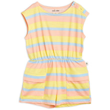 Load image into Gallery viewer, Mini rodini - Pastel Stripe Short Playsuit in Yellow, blue and pink
