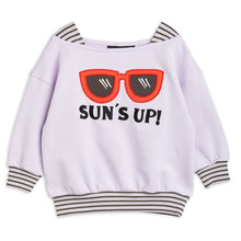 Load image into Gallery viewer, Mini Rodini - Lilac sweatshirt with red sunglasses and Sun's Up print