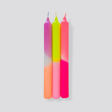 Load image into Gallery viewer, Pink Stories Dip Dye Neon Dinner Candles - Summer Breeze