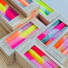 Load image into Gallery viewer, Pink Stories Dip Dye Neon Dinner Candles - Lollipop Trees