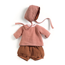 Load image into Gallery viewer, Pomea Dolls by Djeco - Baby doll outfit in dusky pink and brown