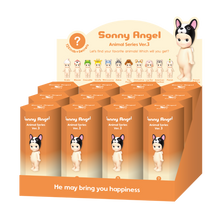 Load image into Gallery viewer, Sonny Angel - Animal Series 3 | Sonny Angels are sweet little angels who each wear different headgear. Animal Series 3 of the collectible Sonny Angel figurines. Standing at 10cm high, these cute angel dolls can be placed anywhere in the home and will bring joy to both children and adults alike. This collection contains 12 different animals including French Bulldog, Snake, Macaw, Crocodile, Giraffe, Rhinoceros, Zebra, Toy Poodle, Chihuahua, Rabbit, American Shorthair and Parrot. Plus one mystery figure. Whic