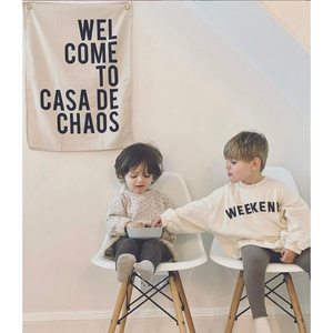 'Welcome to Casa de Chaos' Wall Flag