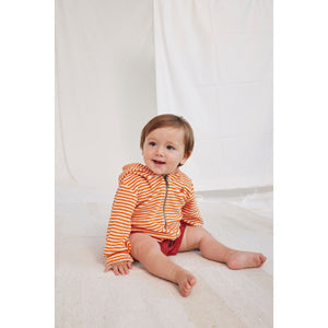 Bobo Choses - orange stripe baby hoodie in cotton terry