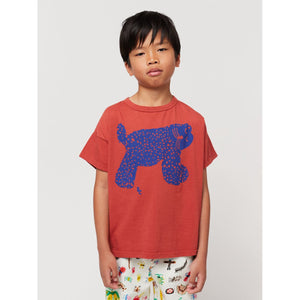 Bobo Choses - red t-shirt with blue cat print