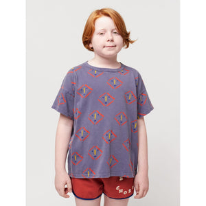 Bobo Choses - dark blue t-shirt with all over mask face print