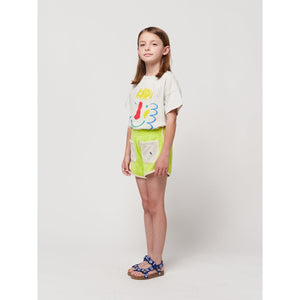 Bobo Choses - Acid green cotton terry retro fit shorts with grey front pockets